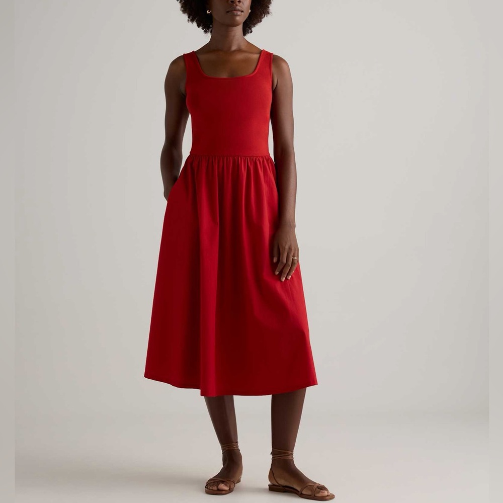 Quince Red Sleeveless Midi Dress